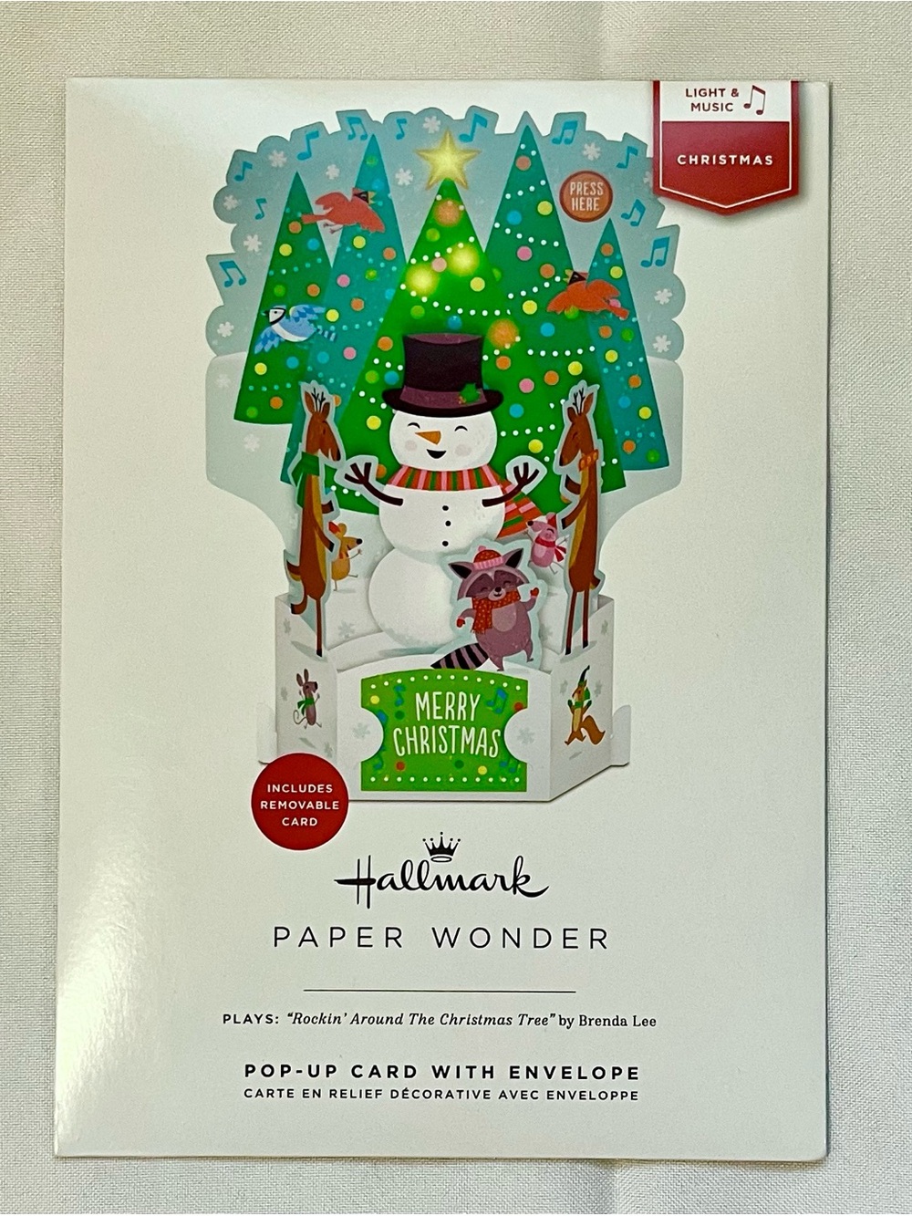 Hallmark Merry Christmas Pop-Up Paper Wonder Card - Lights and Music